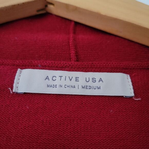 Active USA Cropped Cardigan Sweater Red Bright Medium - Picture 5 of 8